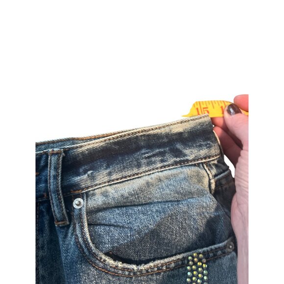 BDG Urban Outfitters 90s Bootcut Jeans Size 28 Rhinestone Embellished Denim - Picture 10 of 11
